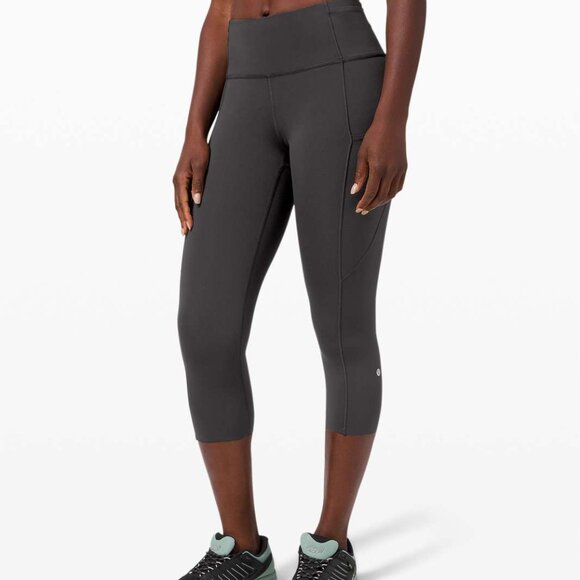 Lululemon Grey Fast Free Crop Reflective Leggings with Pockets Size 4 - Picture 1 of 10